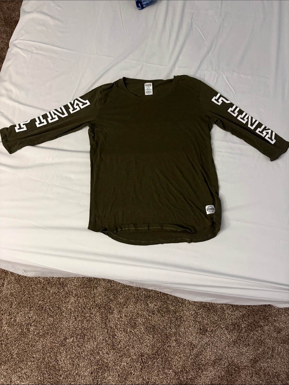 Olive Green Long-Sleeve PINK with Sleeve Logo